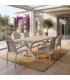 Set mesa y seis sillas aluminio exterior efecto madera gris  mdmhogar