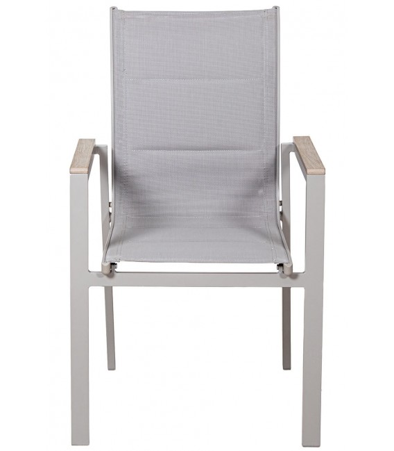 Set mesa y seis sillas aluminio exterior efecto madera gris  4