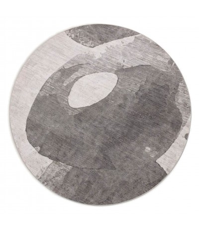 Alfombra de forma redonda industrial en tonos crema y gris