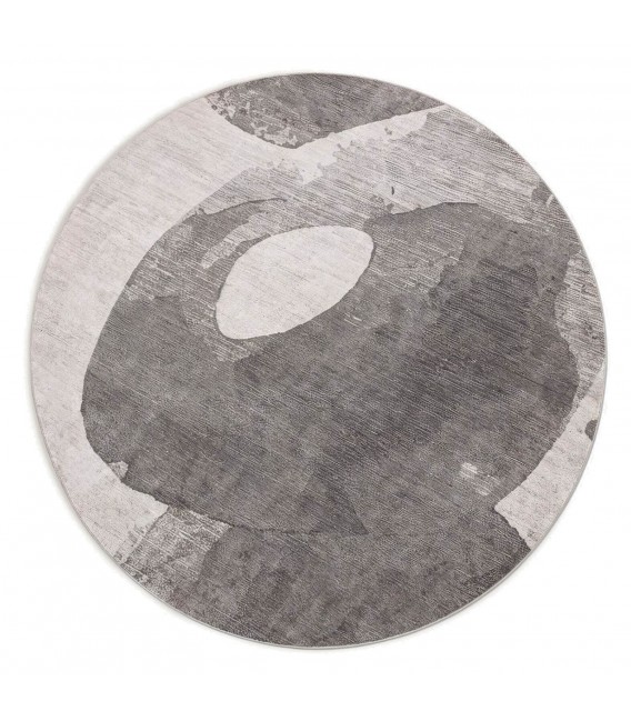 Alfombra de forma redonda industrial en tonos crema y gris