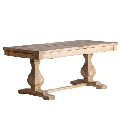 Mesa de comedor extensible madera olmo estilo clásico natural