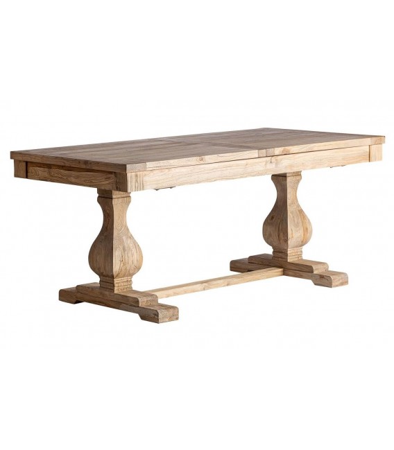 Mesa de comedor extensible madera olmo estilo clásico natural