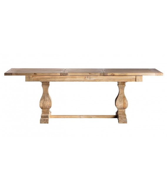 Mesa de comedor extensible madera olmo estilo clásico natural 3