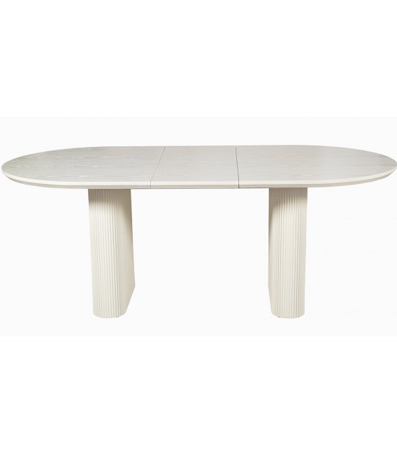 Mesa de comedor ovalada extensible madera de olmo color crema 1