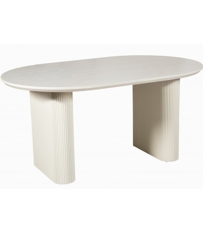 Mesa de comedor ovalada extensible madera de olmo color crema