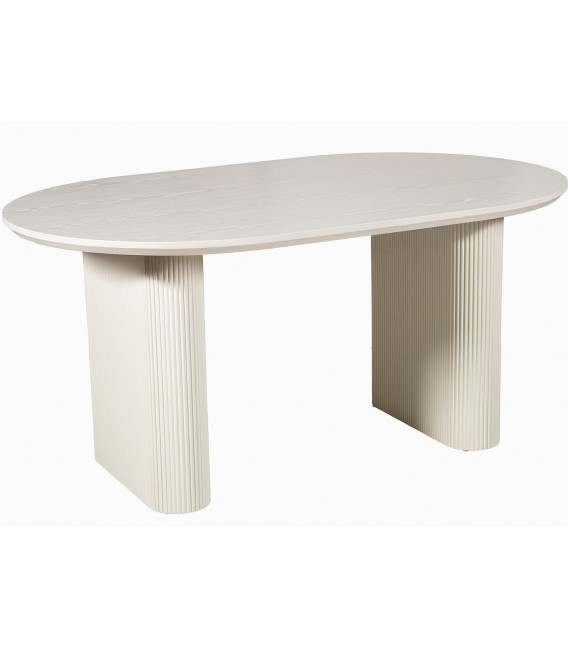 Mesa de comedor ovalada extensible madera de olmo color crema