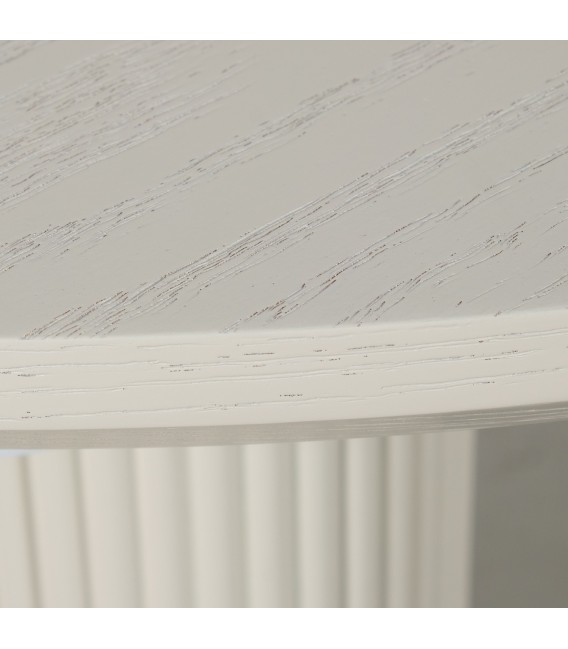Mesa de comedor ovalada extensible madera de olmo color crema 3