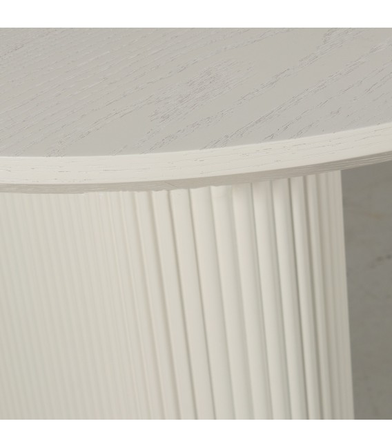 Mesa de comedor ovalada extensible madera de olmo color crema 4
