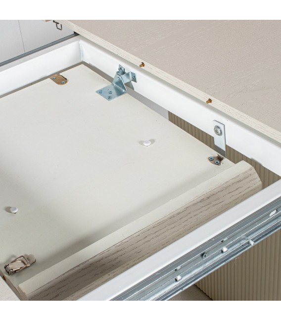 Mesa de comedor ovalada extensible madera de olmo color crema 5