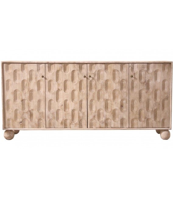 Aparador contemporáneo en madera de mango cuatro puertas talladas 1