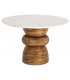 Mesa comedor redonda de madera de mango y mármol estilo boho