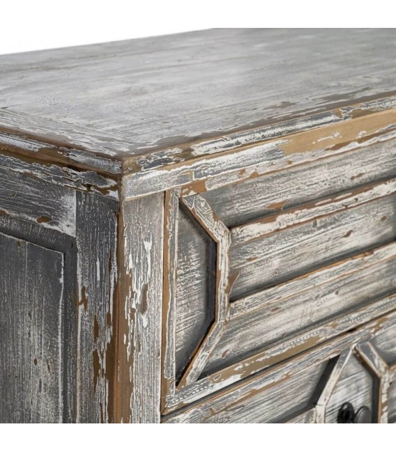 Aparador vintage siete cajones de madera reciclada gris rozado 2