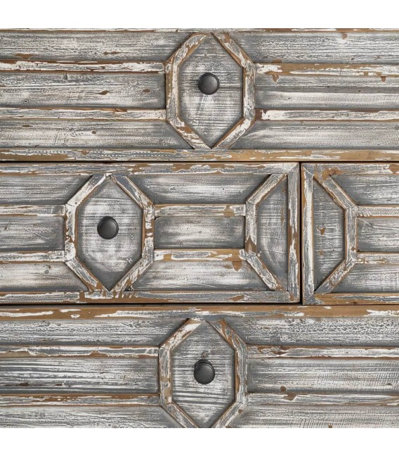 Aparador vintage siete cajones de madera reciclada gris rozado 5