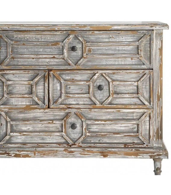 Aparador vintage siete cajones de madera reciclada gris rozado 7