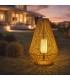 Lámpara solar industrial LED negra con efecto vela decorativa mdmhogar