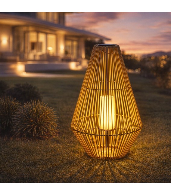 Lámpara solar industrial LED negra con efecto vela decorativa mdmhogar