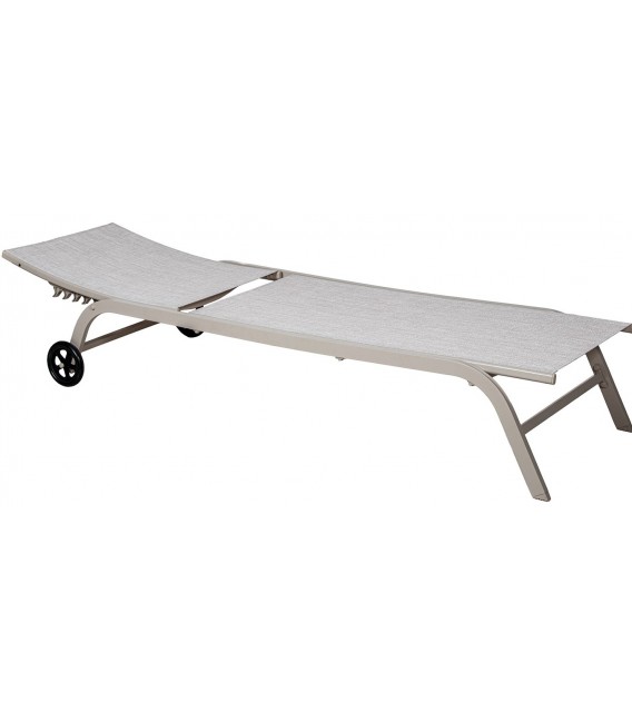 Set de dos hamacas exterior aluminio y textil crema reclinables 2