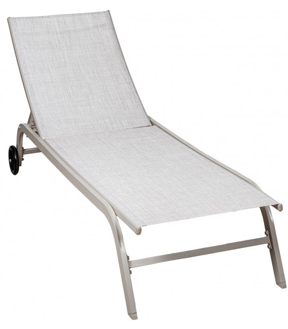 Set de dos hamacas exterior aluminio y textil crema reclinables