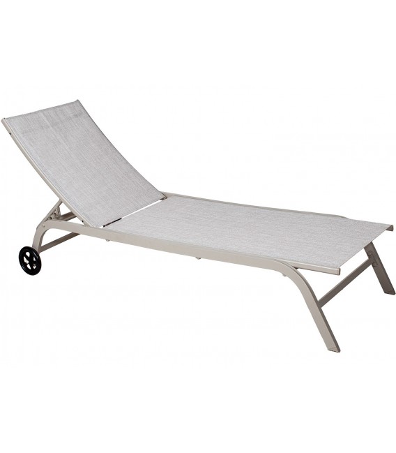 Set de dos hamacas exterior aluminio y textil crema reclinables 1