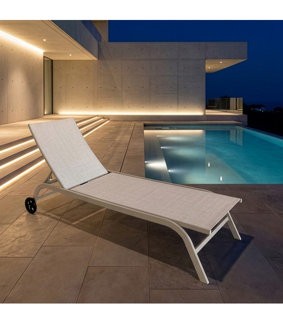 Set de dos hamacas exterior aluminio y textil crema reclinables mdmhogar