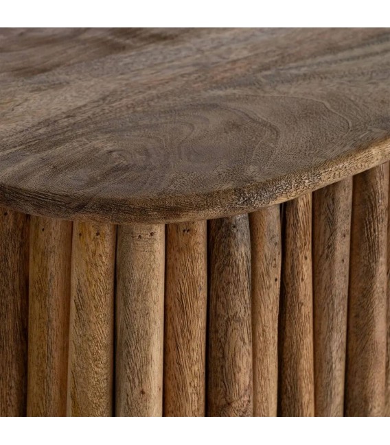 Aparador estilo boho de madera de mango 4 puertas nogal natural 4