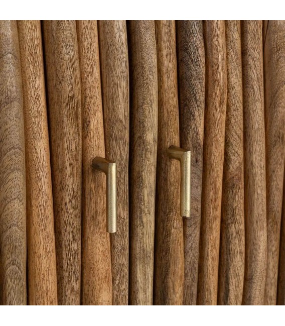 Aparador estilo boho de madera de mango 4 puertas nogal natural 5