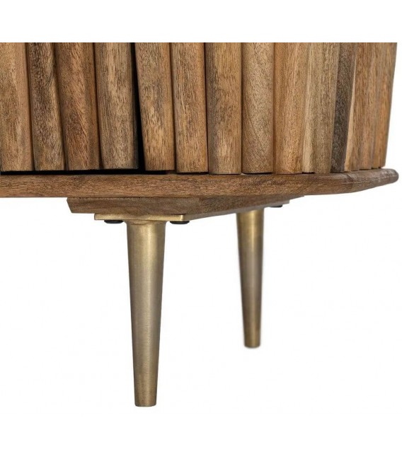 Aparador estilo boho de madera de mango 4 puertas nogal natural 8