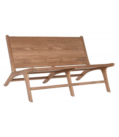 Banco exterior pequeño de madera maciza de teca natural estilo vintage