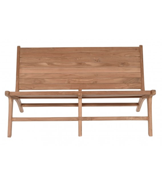 Banco exterior pequeño de madera maciza de teca natural estilo vintage 1