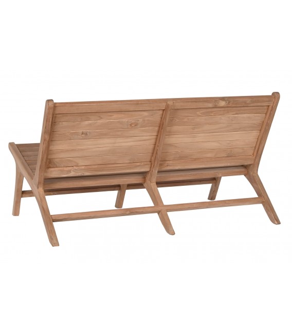 Banco exterior pequeño de madera maciza de teca natural estilo vintage 2