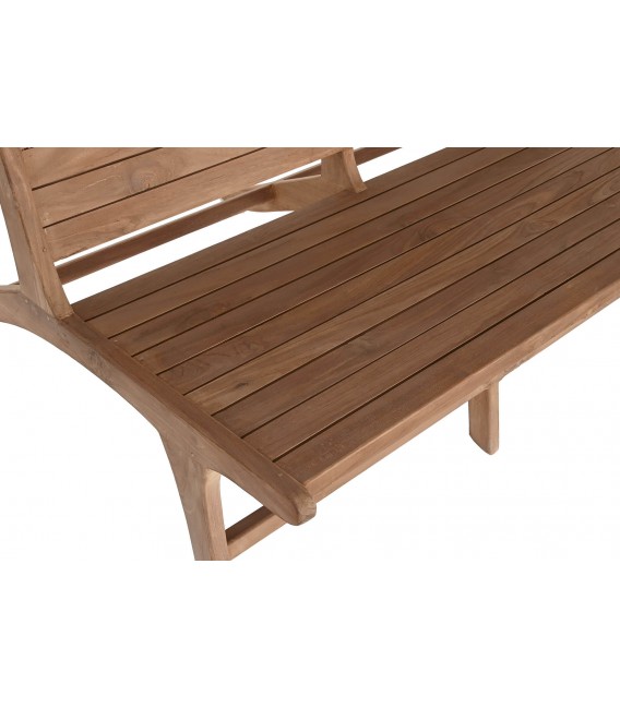 Banco exterior pequeño de madera maciza de teca natural estilo vintage 3