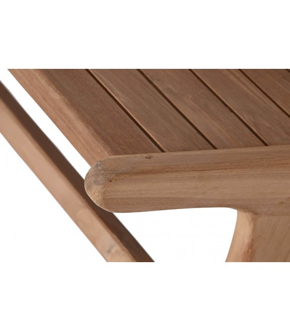 Banco exterior pequeño de madera maciza de teca natural estilo vintage 4