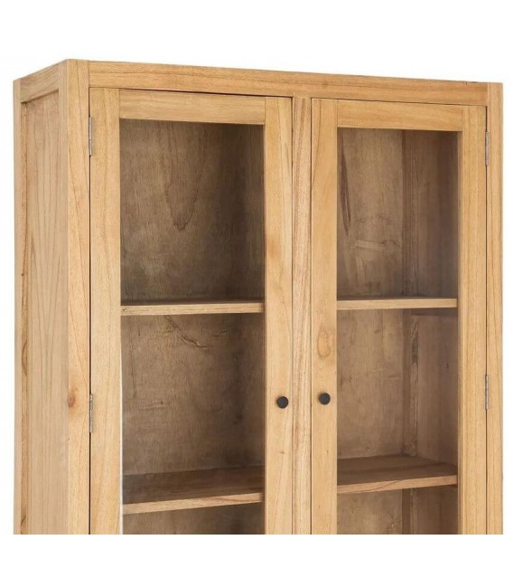 Vitrina madera mindi con puertas cristal y cajones estilo boho 2