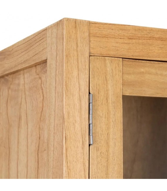 Vitrina madera mindi con puertas cristal y cajones estilo boho 3