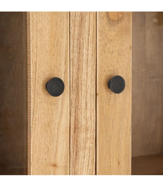 Vitrina madera mindi con puertas cristal y cajones estilo boho 4