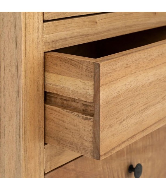 Vitrina madera mindi con puertas cristal y cajones estilo boho 6