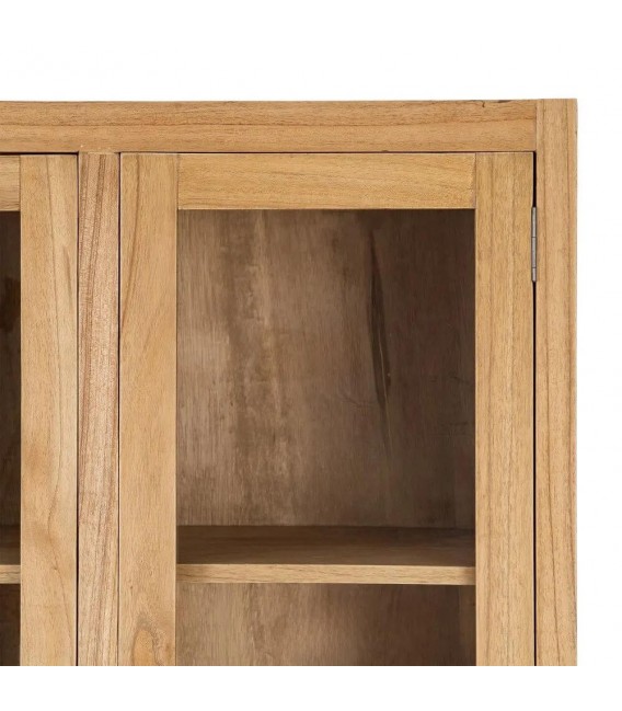 Vitrina madera mindi con puertas cristal y cajones estilo boho 8