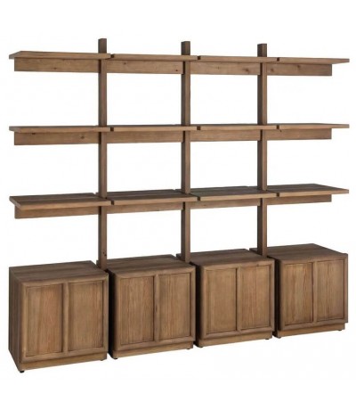Estantería XL madera de pino natural con 4 puertas estilo boho