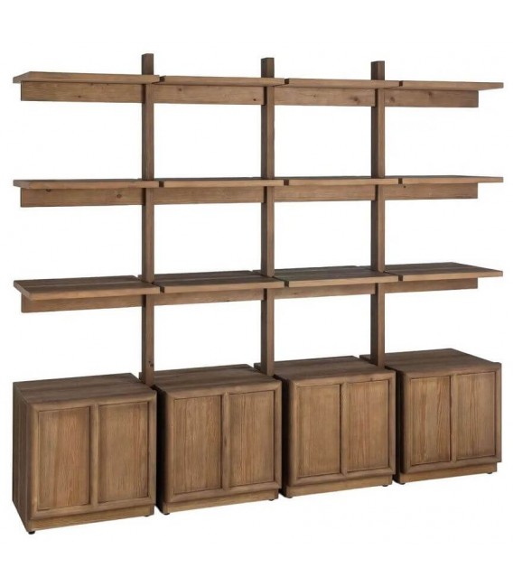 Estantería XL madera de pino natural con 4 puertas estilo boho