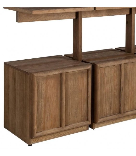 Estantería XL madera de pino natural con 4 puertas estilo boho 3