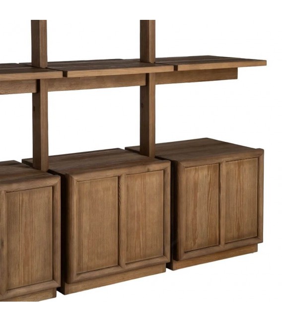 Estantería XL madera de pino natural con 4 puertas estilo boho 6
