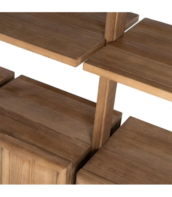 Estantería XL madera de pino natural con 4 puertas estilo boho 8