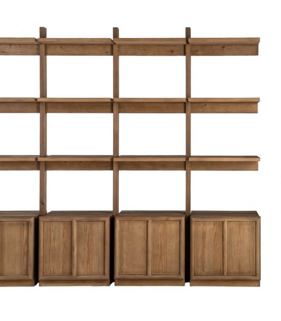 Estantería XL madera de pino natural con 4 puertas estilo boho 9