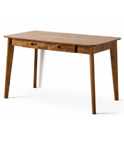 Mesa escritorio de madera de mango con dos cajones estilo boho