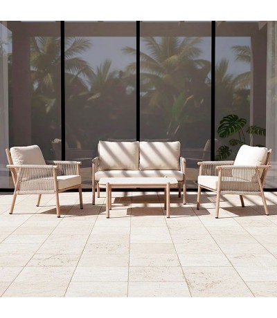 Set exterior mesa sofá y sillones ratán estilo contemporáneo mdmhogar