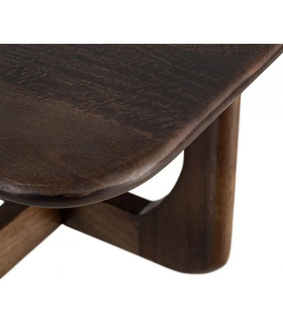 Mesa de centro cuadrada de madera de mango nogal estilo boho 2