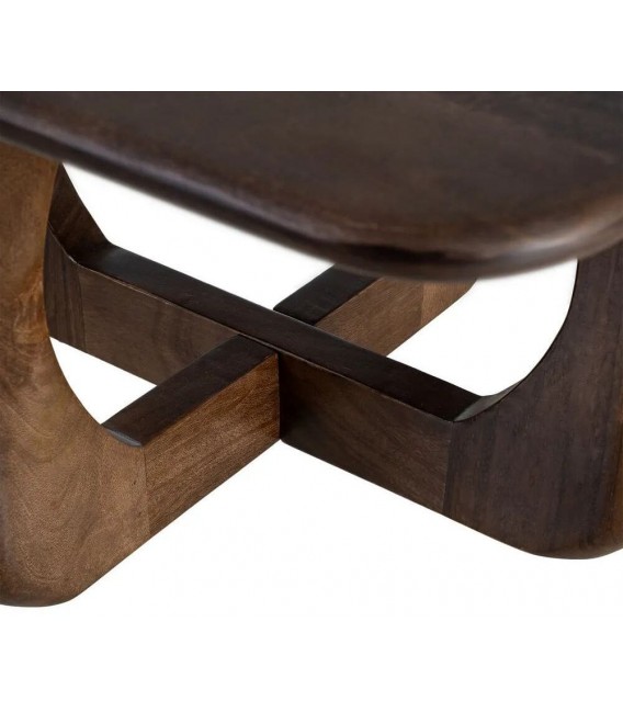 Mesa de centro cuadrada de madera de mango nogal estilo boho 4