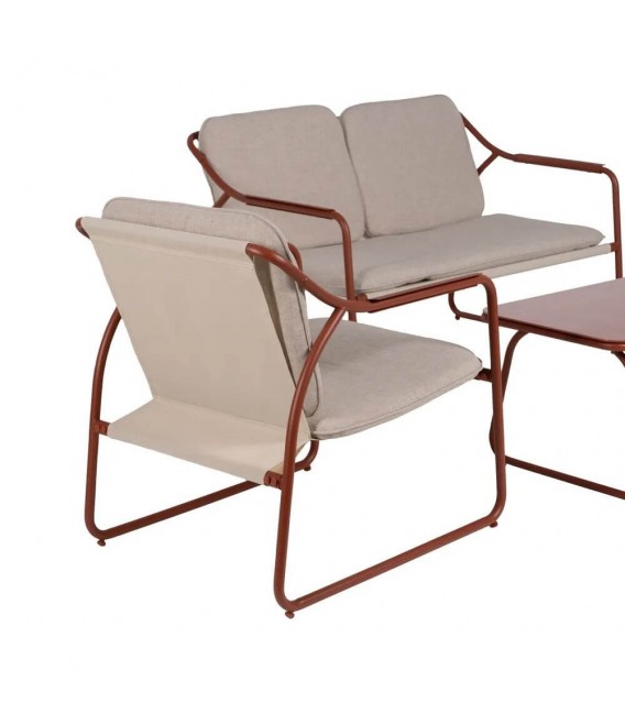 Set de exterior sofá de 3 plazas con dos sillones y mesa moderno 1