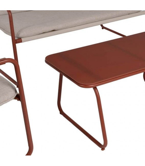 Set de exterior sofá de 3 plazas con dos sillones y mesa moderno 5