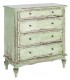 Cómoda de madera reciclada verde estilo vintage cuatro cajones